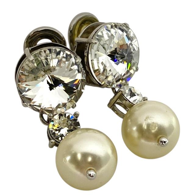 MIU MIU パールクリスタルイヤリング miu miu（ミュウミュウ） イヤリング アクセサリー ビジュー フェイク