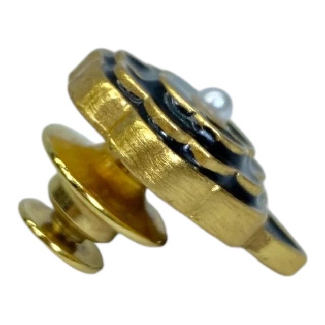 CHANELシャネル カメリアブローチブラックゴールドプレート