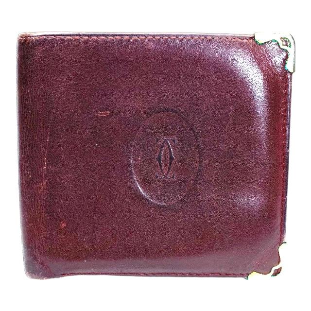 Cartier マストライン 二つ折り財布 ボルドー コンパクトウォレット Cartier - Cartier カルティエ マストライン 2つ折り財布