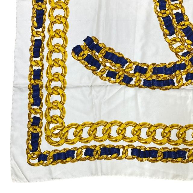 激レア‼️ CHANEL シャネル　ゴールドチェーン模様 スカーフ CHANEL シャネル シルクスカーフ ゴールド チェーン 85cm×85cm