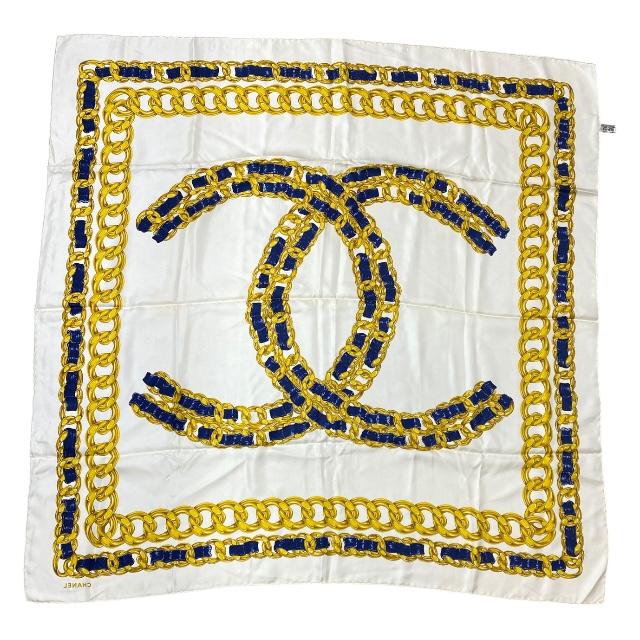 シャネル　CHANEL ストール　アクセサリー　大判 シャネル CHANEL 大判ストール グレー×ブルー×ベージュ カシミア