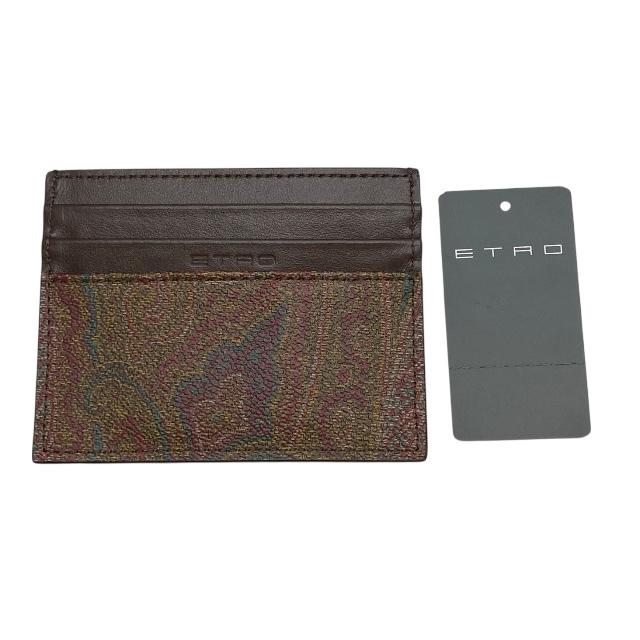 未使用品 エトロ MP2E0001-AA012 カードケース パスケース 名刺入れ ペガサス 刺繍 ペイズリー タグ レザー ブラウン ETRO | ETRO | 09
