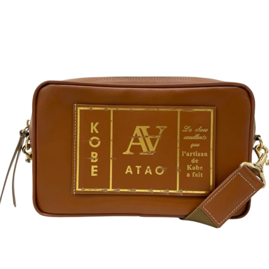 ATAO（アタオ） タートル ショルダーバッグ ロゴ レザー ブラウン 