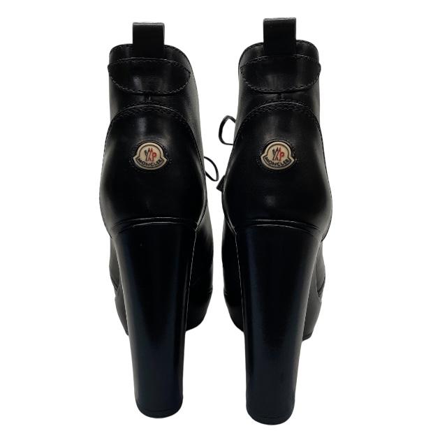 モンクレール　黒ショートブーツ MONCLER モンクレール ブーティ ブーツ ハイヒール レースアップ
