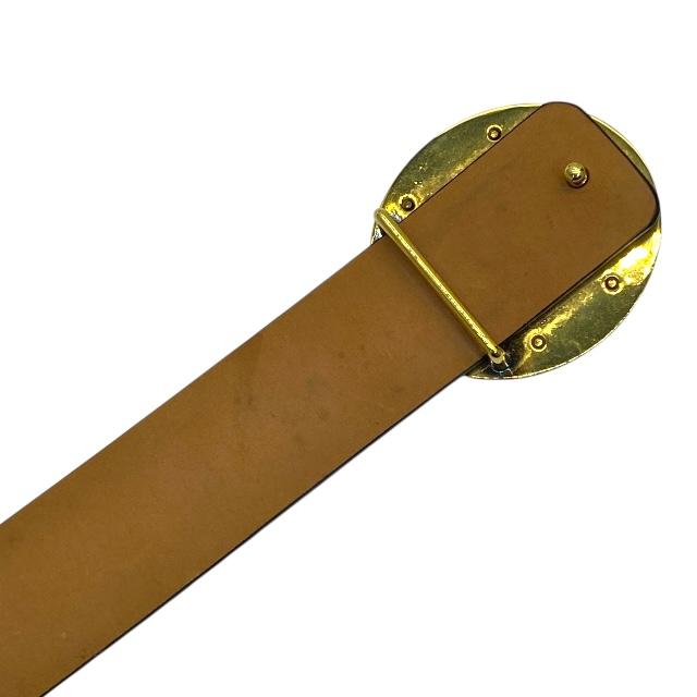 MONCLER モンクレール レザー  ベルト 茶×銀 88cm MONCLER（モンクレール） ベルト アクセサリー ロゴ バックル レザー