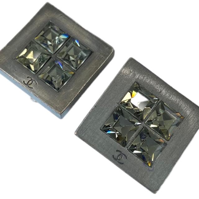 CHANEL シャネル イヤリング スクエア ココマーク シルバー系