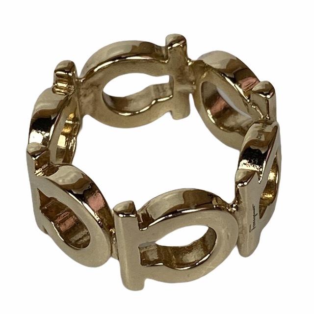 在庫有 良品 Salvatore Ferragamo フェラガモ スカーフリング リング ゴールド系 ガンチーニ ロゴ 限定製作 Kwsrbd Com