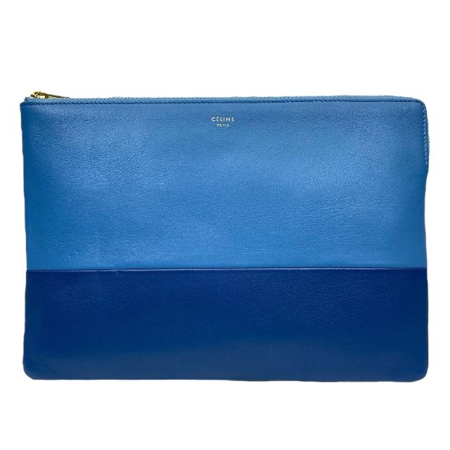 CELINE セリーヌ クラッチバッグ バイカラー　レザー ブルー　ポーチ CELINE（セリーヌ） ソロ クラッチバッグ セカンドバッグ クラッチ