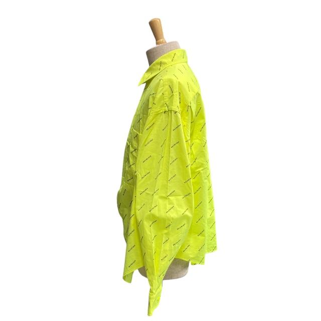 【派手☆人気☆BALENCIAGA】黄色　柄　半袖シャツ B模様　サイズL 派手☆人気☆BALENCIAGA】黄色 柄 半袖シャツ B模様 サイズL