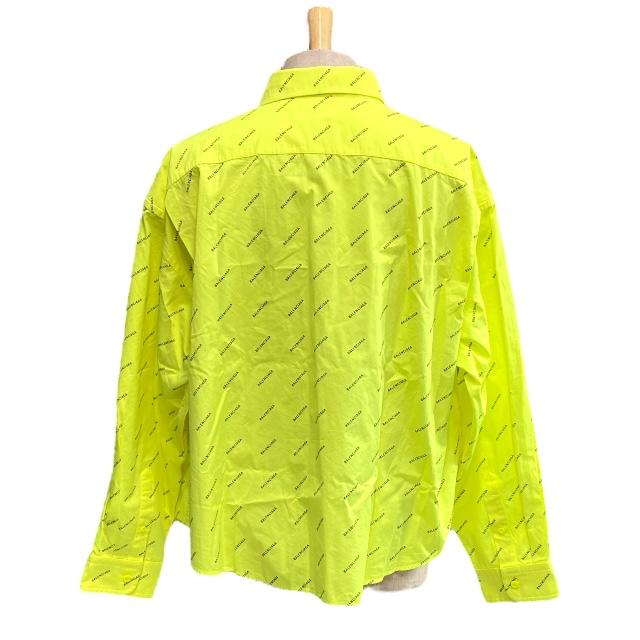 【派手☆人気☆BALENCIAGA】黄色　柄　半袖シャツ B模様　サイズL 派手☆人気☆BALENCIAGA】黄色 柄 半袖シャツ B模様 サイズL