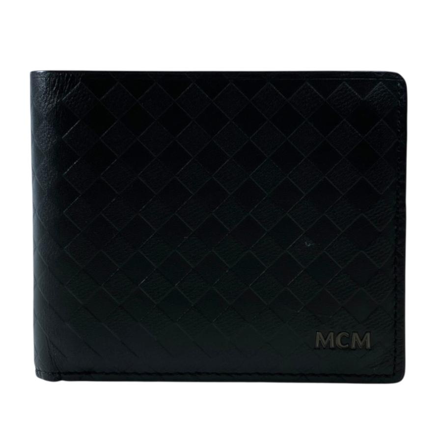 MCM（エムシーエム） 美品 二つ折り財布 型押しレザー ロゴ MXS3AND01