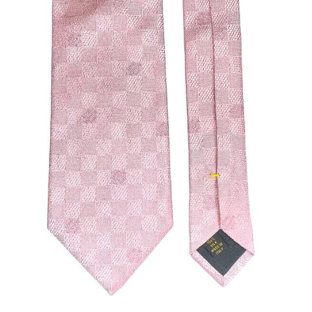 LOUIS VUITTON ルイヴィトン　最高級シルク ネクタイ ピンク　ダミエ ルイヴィトン LOUIS VUITTON ネクタイ ダミエ シルク ピンク