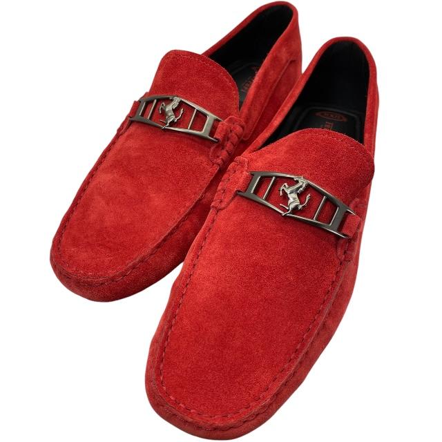 トッズ・ドライビングシューズ スエードレッド 中古・古着通販】TOD'S (トッズ) Ferrari (フェラーリ