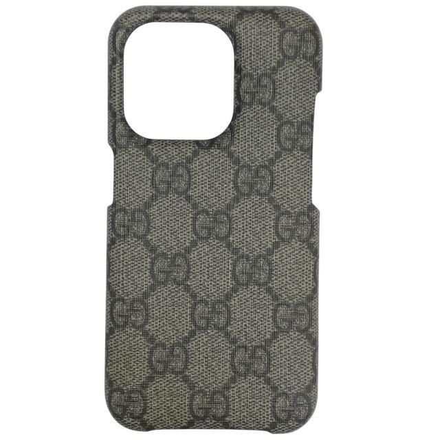 GUCCI iPhone15pro ケース グレー ブラック GGスプリーム柄 GUCCI