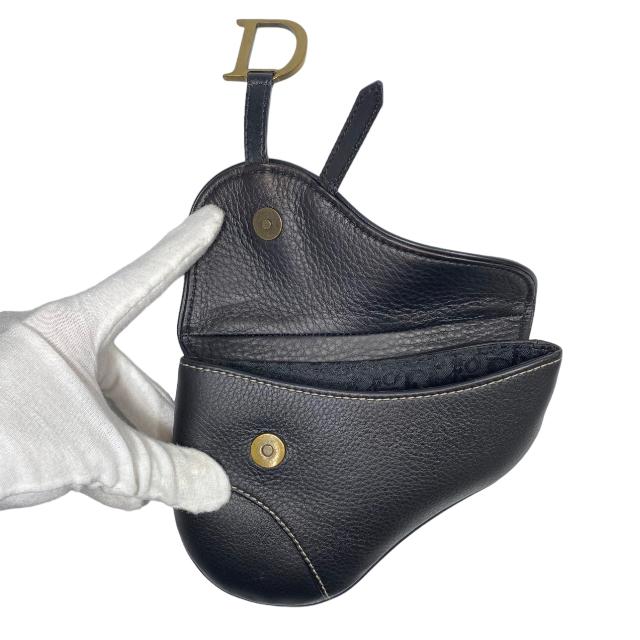 Dior ボディバッグ ブラック ディオール サドルバッグ ボディバッグ グレインドカーフスキン