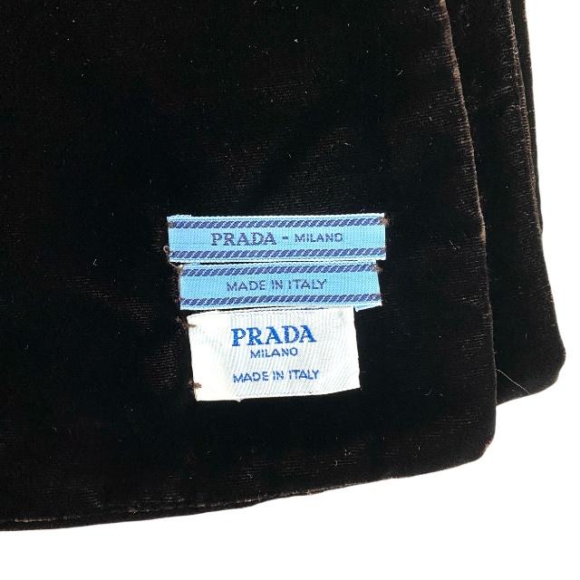 プラダ 40003-187 ベロア ストール ショール マフラー アクセサリー ロゴ ブラウン ウール ビスコース シルク PRADA_6