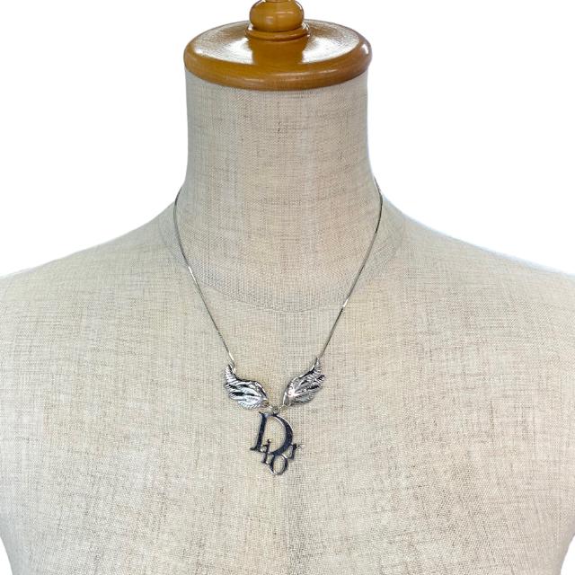 クリスチャンディオール エンジェル フェザーモチーフ ネックレス シルバー