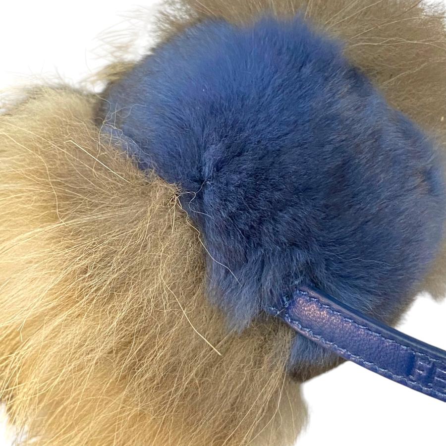 FENDI ファー キーホルダー ブルー・グレー