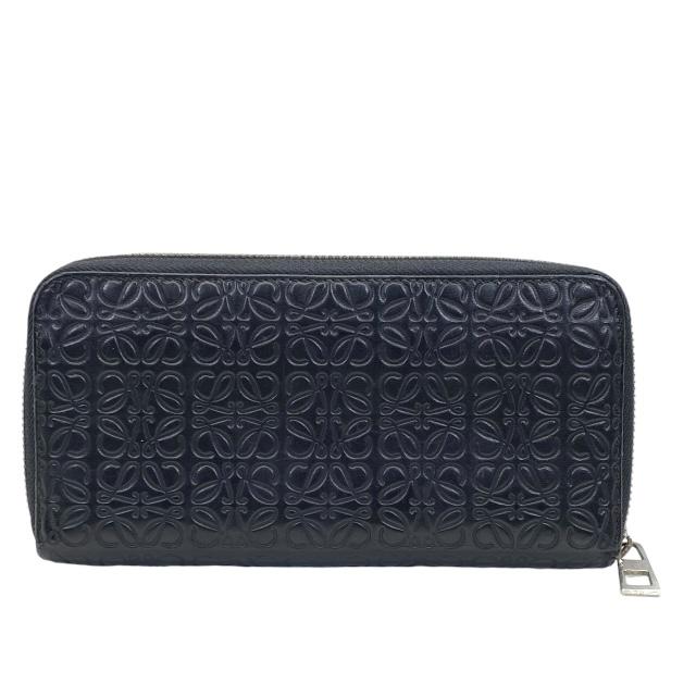LOEWE ブラックレザー 長財布 LOEWE ブラック パープル レザー 長財布 - メルカリ