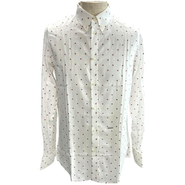 ディースクエアード　白シャツ DSQUARED2 ディースクエアード CATEN BROS SHIRT/ロゴ プリント