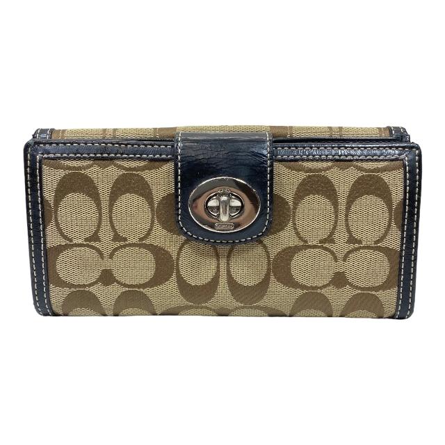 COACH コーチ 長財布 財布 シグネチャー 二つ折り ターンロック カーキ