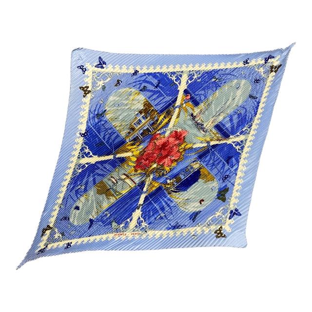 HERMES エルメス varangues ハイビスカス プリーツ スカーフ カレ90 