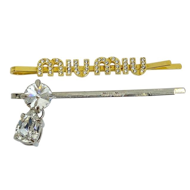 【新品未使用】miu miu クリスタルヘアピン MIUMIU ミュウミュウ クリスタル ヘアピン 髪留め アクセサリー 正規品