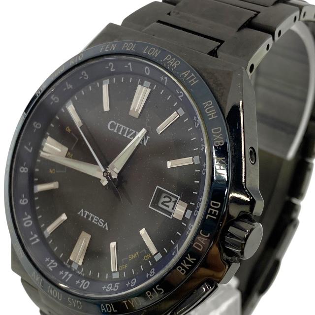美品✨箱付✨シチズン アテッサ 腕時計 ソーラー クロノグラフ ブラック 稼働 ATTESA（CITIZEN） シチズン アテッサ クロノグラフ ワールドタイム