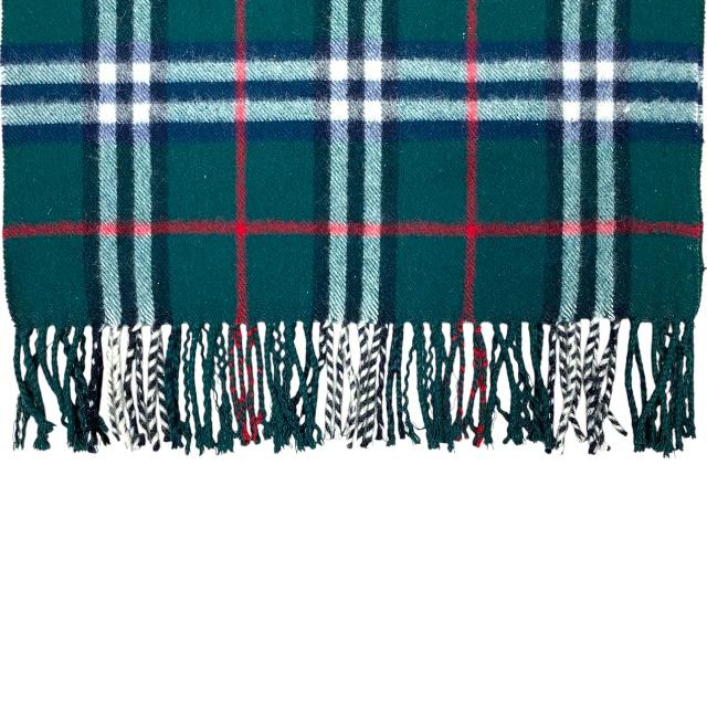 【未使用品】バーバリーロンドン　カシミヤ100%マフラー　グリーン　チェック柄 BURBERRY（バーバリー） 美品 マフラー チェック柄 カシミヤ100