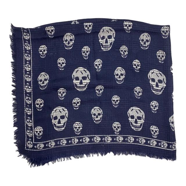 Alexander McQueen アレキサンダーマックイーン スカーフ ストール ショール スカル ドクロ ネイビー ブラック チェック  :1101-a3414c:SENSE Yahoo!ショッピング店 - 通販 - Yahoo!ショッピング