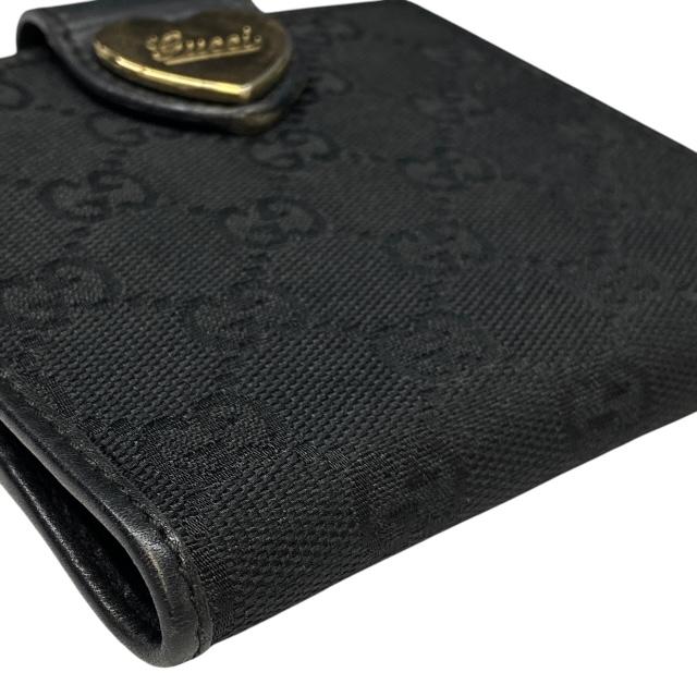 【良品】GUCCI グッチ　折り財布　ラブリハート　シマ　GG ブラック グッチシマ GUCCI/グッチ ラブリーハート グッチシマ Wホック 二
