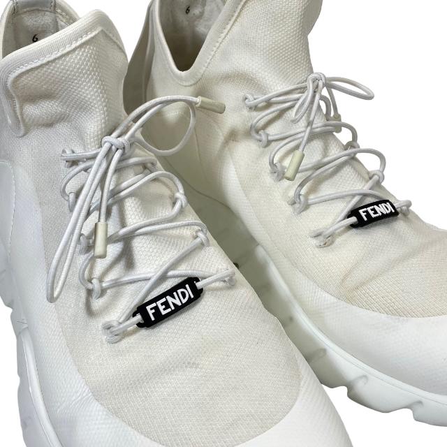 FENDI フェンディ ハイトップ スニーカー ニット ホワイト メンズ