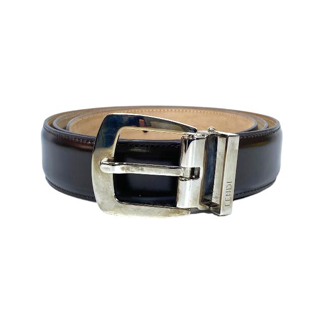 FENDI フェンディ ベルト アクセサリー 小物 ロゴ レザー ダーク 