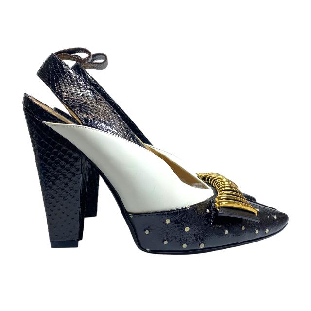 ルイヴィトン　モノグラム　スリングバック　シルバー　ミュール　パンプス　３７ ルイヴィトンモノグラムスリングバックシルバーミュールパンプス37