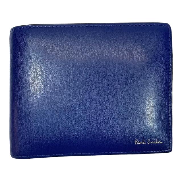 Paul Smith】コンパクト二つ折り財布 ネイビー 本革