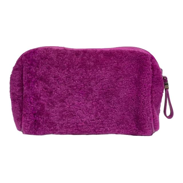【美品】MONCLER モンクレール ポーチ ロゴ ウール トラベルポーチ バッグインポーチ マルチケース パープル 1127a3749u