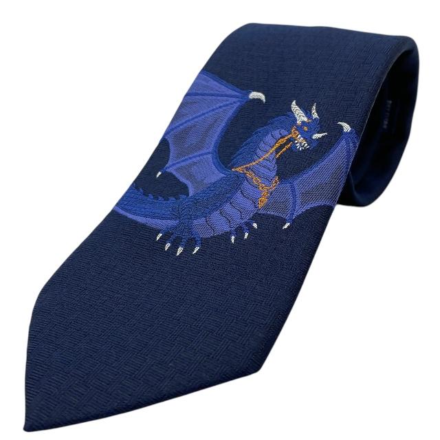 HERMES エルメス ネクタイ アクセサリー 小物 ドラゴン モチーフ