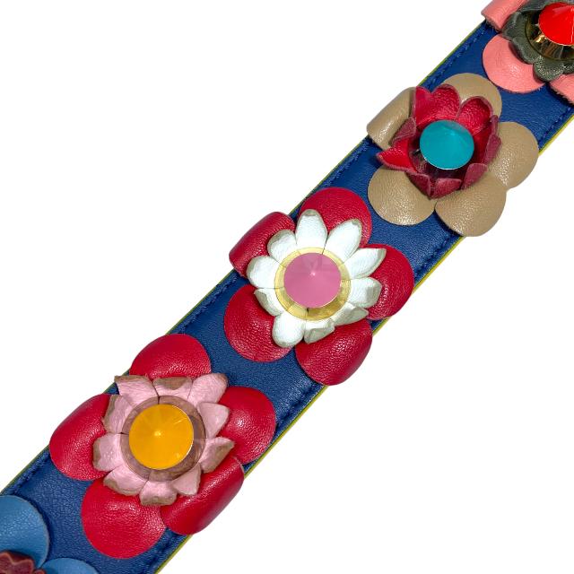 フェンディ 8AV077 ストラップユー ロング ショルダーストラップ フラワー