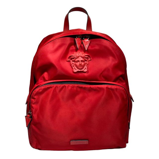 【未使用】VERSACE ヴェルサーチ メドゥーサ デイパック リュック バックパック リュックサック ロゴ ナイロン レッド 赤 1201