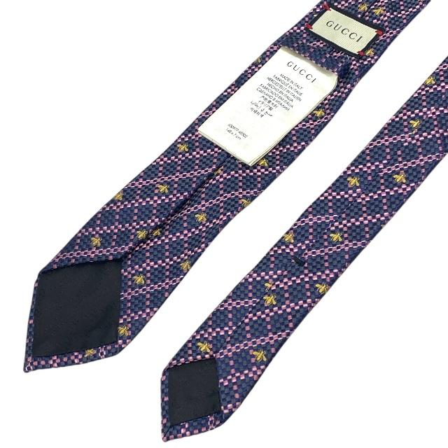 GUCCI 赤紺 ネクタイ GG インターロッキング　現行タグ 蜂 Bee GUCCI グッチ ネクタイ シェリーライン GG柄 インターロッキング 蜂