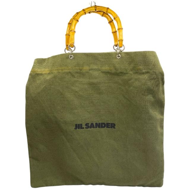 JIL SANDER ジルサンダー バンブー 2way トートバッグ ショルダーバッグ 手持ち鞄 肩掛け 斜め掛け ロゴ レザー キャンバス カーキ JIL SANDER（ジルサンダー） バンブー 2way トートバッグ ショルダー