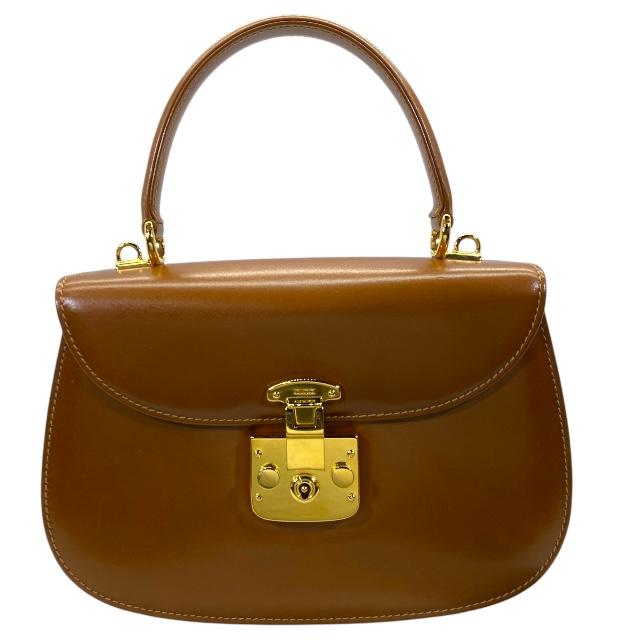 Gucci ブラウンレザー レディロック ハンドバッグ