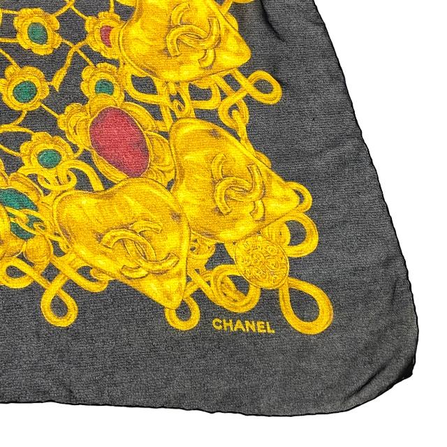 シャネル 大判 シフォンスカーフ ストール シルク 100％ ココマーク-