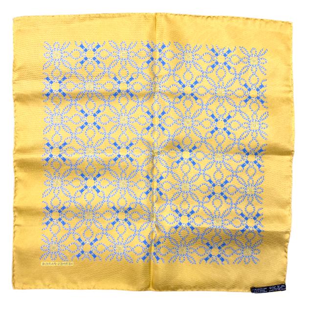 ❤お得なお品❤カレ45 ネイビーｘイエロー エルメス ハンカチ 首 手首 ❤お得なお品❤カレ45 ネイビーxイエロー エルメス ハンカチ 首