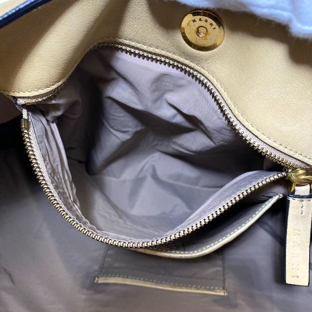 マルニ トートバッグ ワンショルダーバッグ レザー ブラウン 大きめ-