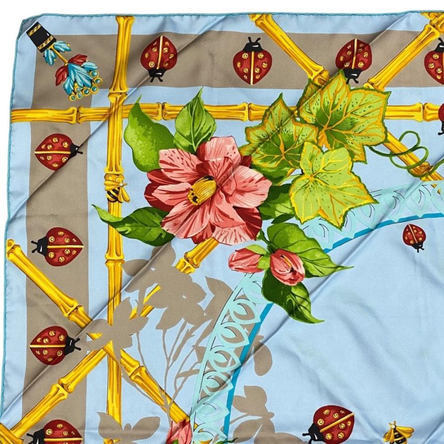 Cartier（カルティエ） スカーフ 大判 シルク ライトブルー マルチ