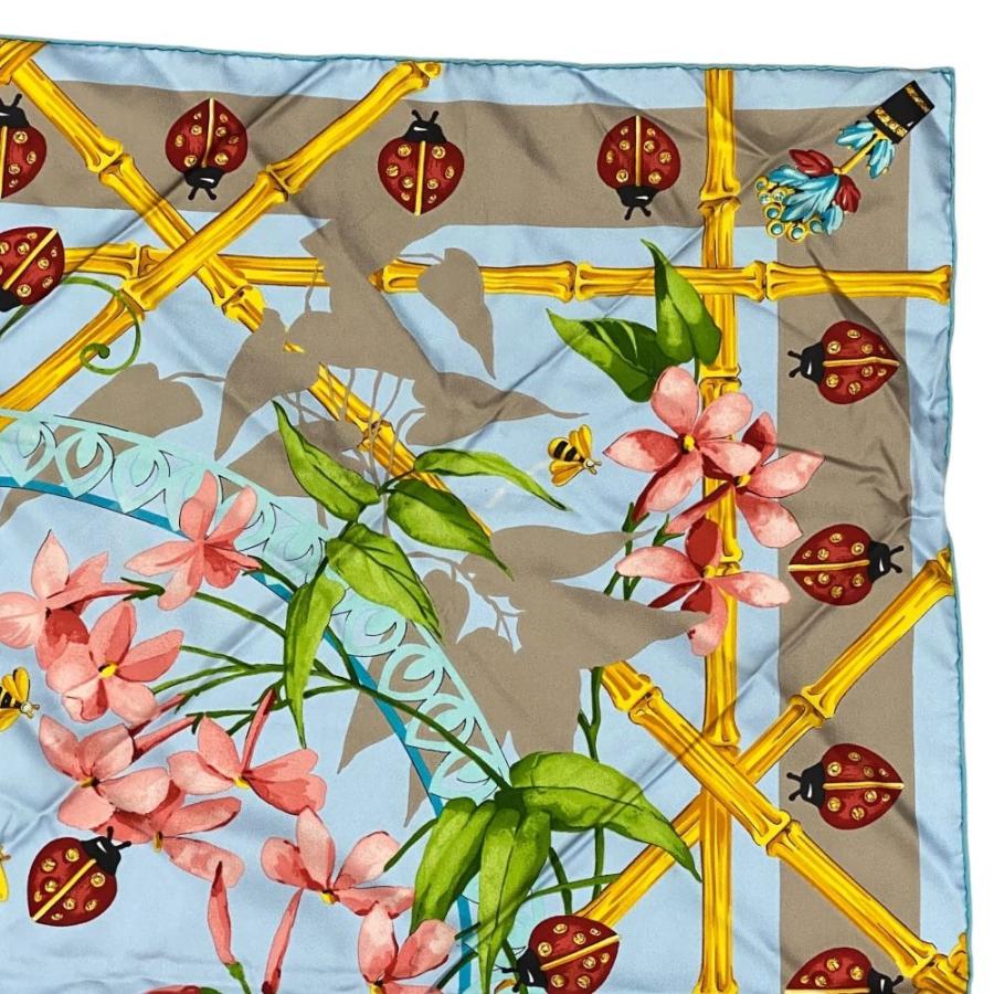 Cartier（カルティエ） スカーフ 大判 シルク ライトブルー マルチ