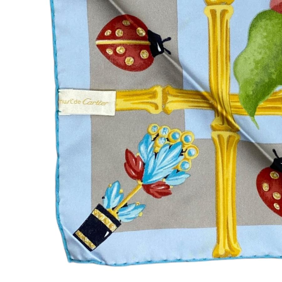 カルティエ Cartier スカーフ Cartier（カルティエ） スカーフ 大判 シルク ライトブルー マルチ