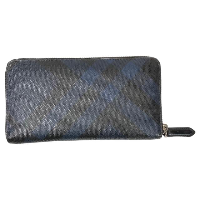 BURBERRY バーバリー スモークドチェック ラウンドジップウォレット 
