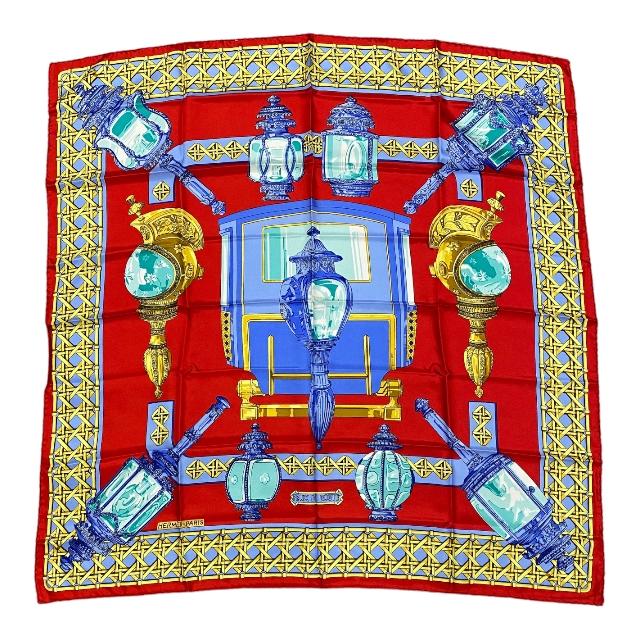HERMES エルメス カレ90 FEUX DE ROUTE 馬車のランタン 大判 スカーフ